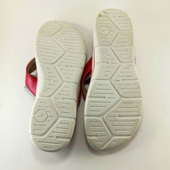 Easy Spirit Nicedayh Cork and Leather Banded Thong Sandal Women's 9M Red/ White. - Picture 11 of 11